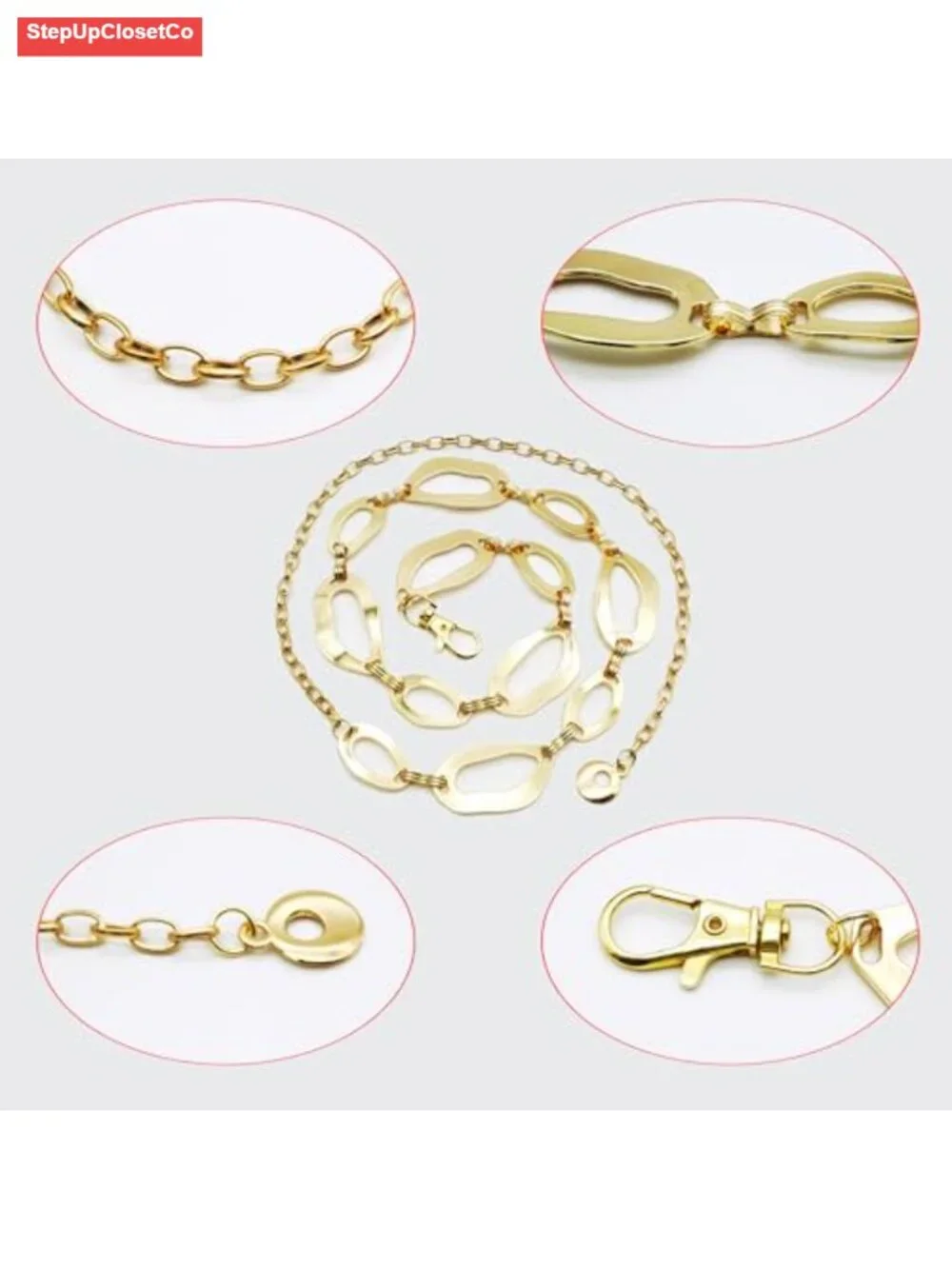 Women's Gold Chain Belt Adjustable Metal Link Waist Chain for Dresses Jeans